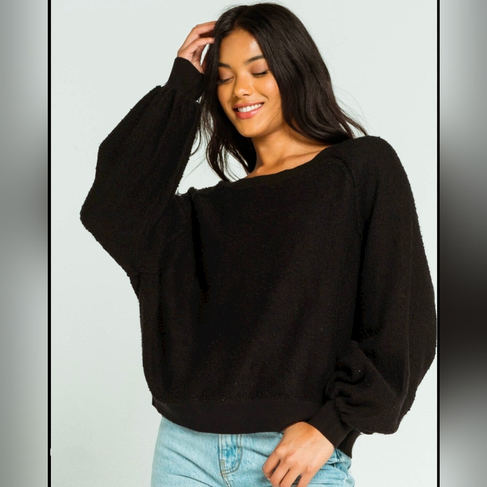 Free People sweater XS black found my friend cotton